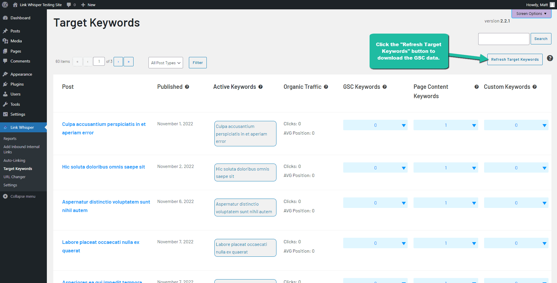 Refresh Target Effects How to Integrate with Google Search Console – Link Whisper